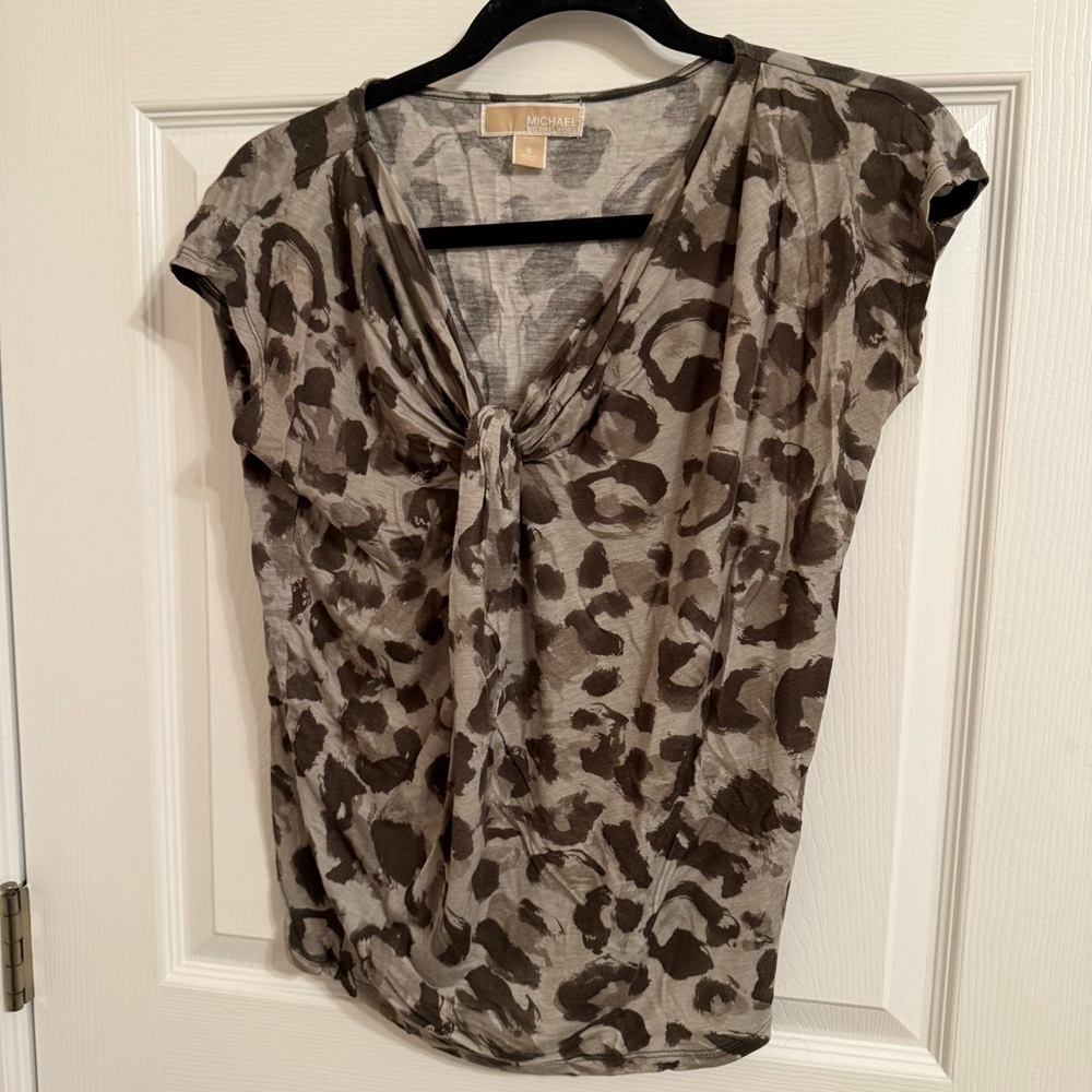 Michael Kors Gray and Army Green Top